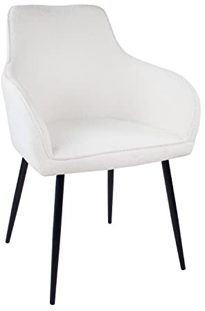 Kick Collection Esszimmerstühl Maud - Weiß - Modern und Hochwertig - Boucle stof en Metall - Erhältlich in vielen Farben