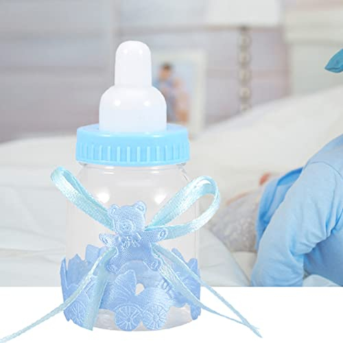 Befüllbare Süßigkeitsflasche, 24 Stück Befüllbare Babyparty-Bevorzugungsdekoration, Befüllbare Flaschen für Babyparty, Kunststoff-Milchflasche für Babyparty-Party-Dekorationen(Blau)
