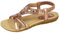 Jo & Joe Ladies Faux Leather Open Toe Sling Back T-Bar Diamante Gem Stone Flat Gladiator Summer Sandals Rose Gold 7 UK