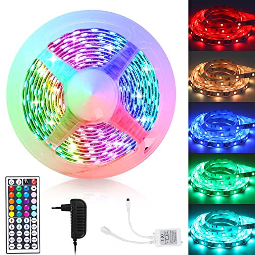 Ikodm LED Streifen 2m, RGB Led Strips mit IR-Fernbedienung Farbwechsel SMD 5050 Farbänderung Led-Band für Zuhause, Schlafzimmer,TV,Decke,Schrankdeko