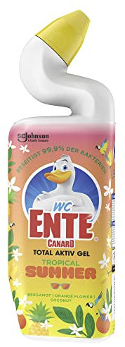 WC-Ente Total Aktiv Gel, Flüssiger WC-Reiniger, Toilettenreiniger, Tropical Summer, 750 ml