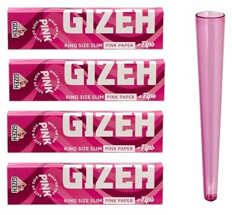 4x Gizeh ALL PINK King Size Slim Papier + Tips inklusive 1 J-Tube Futurola