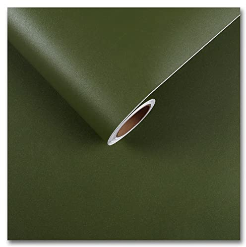 CRE8TIVE Olivgrün Klebefolie Möbel Dick Tapete Selbstklebend 60cm x 300cm Tapeziertisch Fototapete Schlafzimmer Klebefolie Badezimmer Wasserfest Klebefolie Küche Schrankfolie Dekoration Möbelfolie
