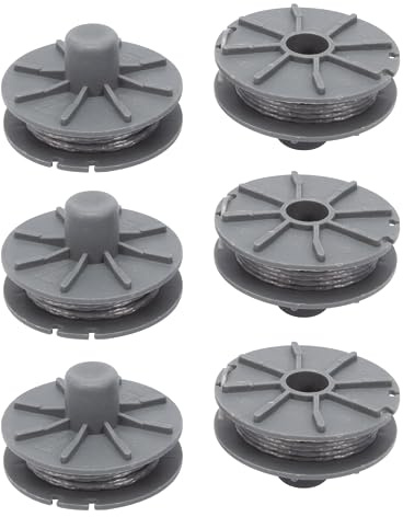 Konuooer 5307-20 Bobine de fil de rechange 6 Pièces pour Gardena Coupe-bordure - Diamètre : 1,6 mm - 6,1 m - Pour type 9805, 9806, 9807, 9808, 9809, 9827, 8846, 8847, 8848, 9870, 9872, 9874