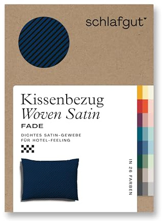 schlafgut Woven Fade Satin Kissenbezug 60x80 cm Blue Fade gestreift in Premium Hotelqualität, Kopfkissenbezug einzeln mit 100% weicher Baumwolle