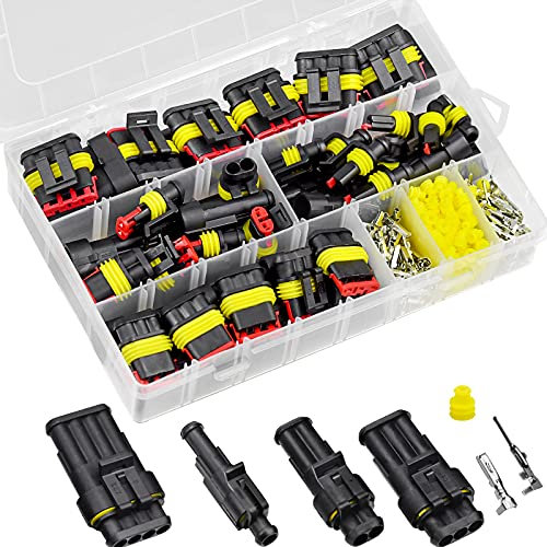 352 PCS Waterproof Electrical Connector Kit, 1 2 3 4 Pin Waterproof Car Wire Connector, Automotive Electrical Plugs and spark plug Connectors for Motorcycle Scooter Car Truck Boats