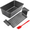 Cyimi Bread Tin Loaf Tin, Meatloaf Pan with Drain Tray Nonstick Baking Loaf Pan with Insert Rack Bread Loaf Tin for Bake, 2-Piece Baking Set Tin with Oil Brush, Grey(24.9x14.5x7.9cm)