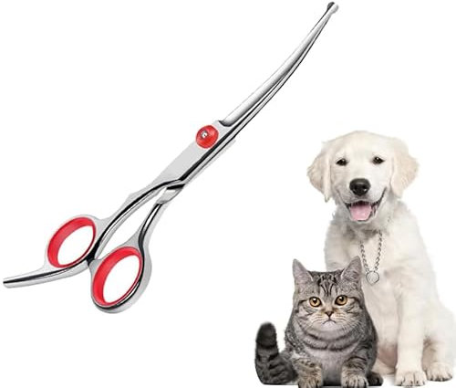 Ciseaux Toilettage Chien Ciseaux de Toilettage Pour Chat avec Embouts de Sécurité Ronds Chiens Ciseaux Courbes pour Chiens Ciseaux Professionnel pour Chien Acier Kit en Acier Inoxydable