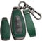 TECART SMART Autoschlüssel Hülle Cover Passt für Ford Fiesta IV Focus III Galaxy Fusion Mondeo IV B-Max C-Max II S-Max Ledermuster Schutzhülle Schlüsselcover Zubehör Schlüssel B 3 Taste Schwarz Grün