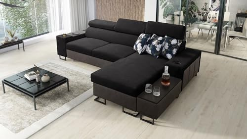 Ecksofa Melani I Maxi 291x182cm - Schlaffunktion - Bettkasten - L-Form - Couch - Eckcouch - Schlafsofa - Wohnlandschaft - Sofa - Polstersofa - Freya 210.25+Kunstleder Tauro 8207 - Seite Rechts - 26