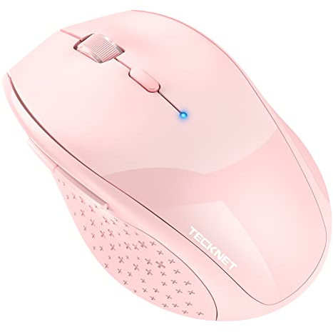 TECKNET Bluetooth Maus Kabellos, 3200 DPI, 24 Monate Batterielebensdauer, 6 Verstellbare DPI Level, Funk Mit Batterieanzeige für PC Mac - Rosa