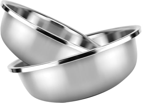 Cabilock 2 Uds Cuencos De Acero Inoxidable Para Mezclar Fregadero De Metal Para Ensalada Cuenco Grande Olla Para Verduras Cuencos Grandes De Acero Cuenco Para Mezclar De Acero