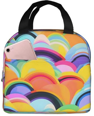 Bolsa de almuerzo con estampado de arco iris, lonchera portátil para hombres y mujeres, picnic, trabajo, viajes