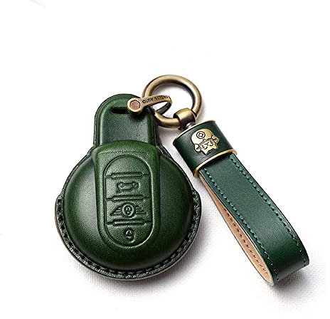Ysbxitu 3-Tasten-Fernbedienung mit Schlüsselanhänger, passend für BMW Mini Cooper S Cooper D Cooper SD Cooper One Cabrio Clubman Works Countryman F54 F55 F56 F57 F60, Schlüsselhülle, Grün