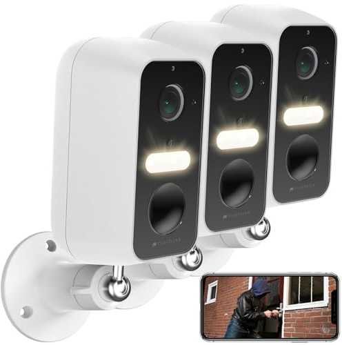 VisorTech Außenkamera: 3er-Set Akku-Outdoor-IP-Überwachungskamera mit 2K-Auflösung, WLAN, App (IP HD Überwachungskamera, WiFi-Überwachungskamera Outdoor, Überwachung)
