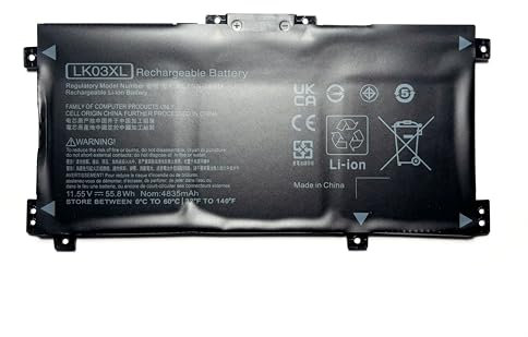 11.55V 4835mAh LK03XL LKO3XL LK03048XL Batteries d'ordinateur Portable pour HP Envy X360 15-BP 15m-BP 15-bq 15m-bq 17-ae 17m-ae 17-BW 17-ce 17m-ce Series 15-cn0xxx 15m-cn0xxx