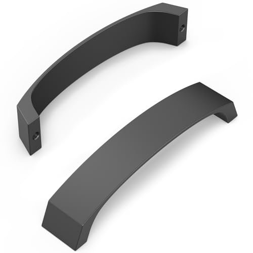 FURNIWARE Pack of 10 Black Cabinet Handles, Cupboard Handles Drawer Pulls 128mm(5 Inch) Hole Center, Hardware Modern Kitchen Cabinet Door Handles, for Kitchen and Bathroom Cabinets Cupboard