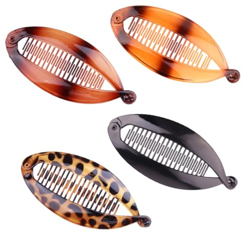 Confezione da 4 Fermagli a Banana Grandi per Capelli - Accessori per Coda di Pesce, Coda di Cavallo o Riccioli - per Donne e Ragazze