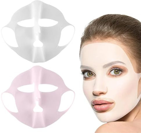 CPJJ 2 pièceCouverture de masque de visage, Masque réutilisable de masque de silicone Visage facial de vapeur imperméable Masque de beauté de beautity