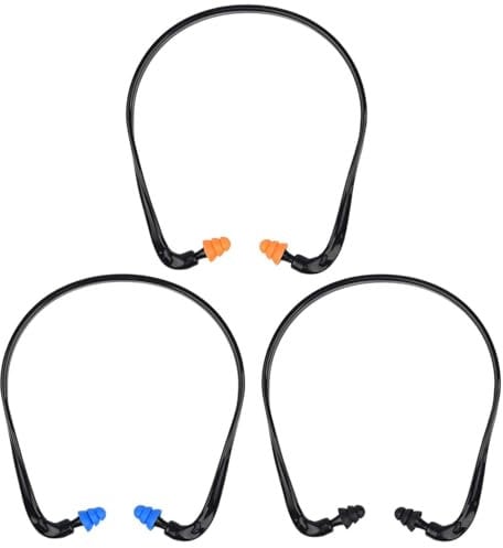 3 Pieces Caps Banded Earplugs TPR Silicone Earplugs Reusable Waterproof Earplugs Noise Reduction for Sleep, Swim, Work, Construction and Automotive