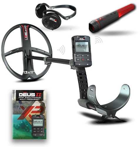 XP Metal Detectors Deus II - Pack avec disque FMF 34x28cm et pinpointer MI-6 & casque WSAII - Étanche et entièrement sans fil - avec télécommande et canne S-Telescopic (DEUS2-34FMFRCEA + MI-6 + WSAII)