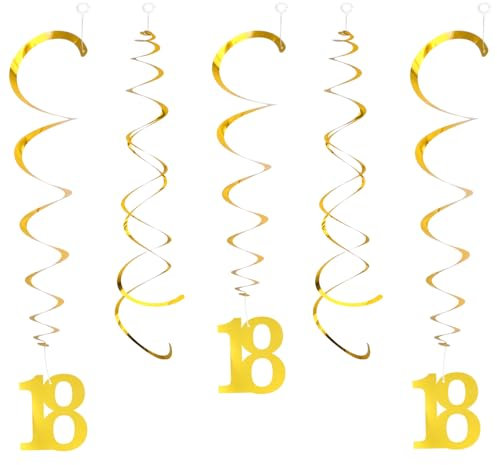 20 Stück Gold 18 Geburtstag Wirbel Deko, 18 Geburtstag Deko Gold, Spiralen Girlande, Decoration 18. Geburtstags Junge, 18 Happy Birthday Party(18)
