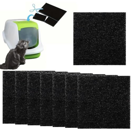 DLPRK 8 Stück Aktivkohlefilter Katzenklo, Kohlefilter Katzenklo, Filter Katzenklo, Geruchsneutralisierer Ersatz Filter für Geschlossene Katzentoilette (10.5 * 11.5 * 0.5 cm)