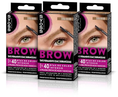 SYOSS Brow Tinte para Cejas Rubio Oscuro (1 x 10 ml), coloración permanente pelo, resistente al agua, 40 días de duración y hasta 10 usos, para unas cejas perfectas, Pack 3