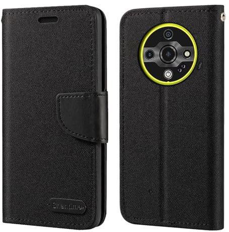 Oxford Stoff und PU Leder Flip Handyhülle Kompatibel mit Ulefone Armor X31 Pro, Robuste Klapphülle mit Kartenfächern und Magnetverschluss (Schwarz)