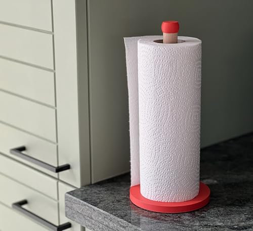 Porte-essuie-tout rouge, Debout, 26 cm, antidérapant sur le fond, fait à la main, porte-rouleau de cuisine, porte-rouleau de ménage