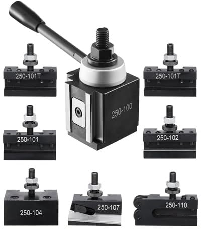 VEVOR Quick Change Tool Post Set, 8 Pcs, Includes Lathe Tool Holders, Wedge Type Tool Post with Turning Tool Holder Accessories, Fit for Mini Lathe & Metal Lathe 6-12 Swing, Durable Steel Material