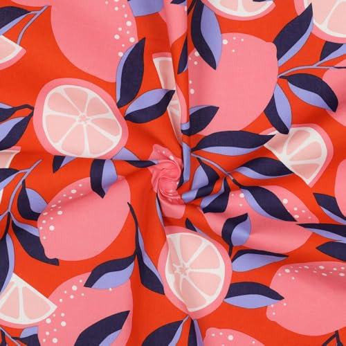 Beschichtete Baumwolle LEMONS & CHECKS | je 3 Farben | by Poppy | Ökotex | ab 50x148cm | Meterware (Lemons, orange)