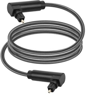 YANBORONSN Cable de Audio Óptico Toslink Doble de 90 Grados, Cable Macho A Macho de Audio Óptico Digital Giratorio de 360 Grados para Barra de Sonido en Casa, Teatro, Barra de Sonido, TV 2M