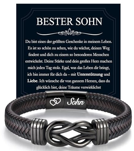 EYQV Sohn Geschenk, Bester Sohn Geschenke, Sohn Armband mit Gravur, Geschenk für Meinen Sohn von Mama, Geschenkideen für Sohn von Papa zum Geburtstag Abschluss Jugendweihe Konfirmation Weihnachten
