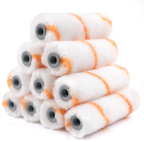 ROLLINGDOG Small Paint Roller Cover,Polyester Paint Roller Cover,4 inch Paint Roller Cover for for Semi Smooth to Semi Rough Surfaces,Pack of 10