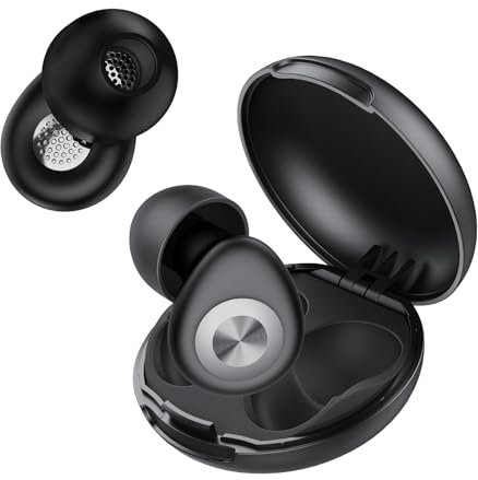 CASCHO Ohrstöpsel zum Schlafen, Wiederverwendbare Geräuschunterdrückende Weiche Silikon-Ohrstöpsel, Ergonomisches 45dB Leichtes Design, Schlafen/Arbeiten/Reisen, 4 Größen (XS/S/M/L), Schwarz