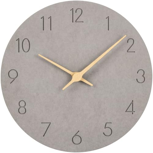 Warminn MDF Holz Wanduhr Ohne TickgeräUsche Lautlos Modern 25cm Quarz Groß Batterie Betriebene Wanduhr Einfach zu Lesen für Zimmer Zuhause KüChe Schlafzimmer BüRo Schule