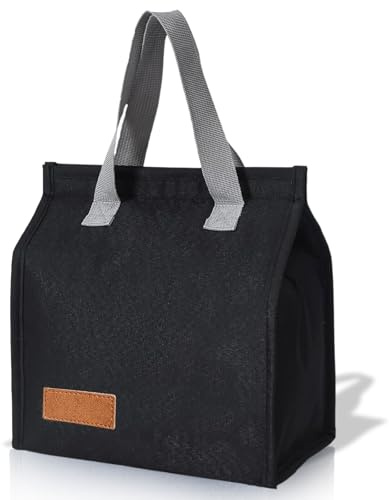 R&B Sports & Leisure Lunch Bag, Lunch Bags for Women, Men and Kids, Lunch Box Adults, Lunch Box Kids, Cool Bag, Insulated Lunch Bag, Packed Lunch, Picnic Leakproof Tote Bag, Black