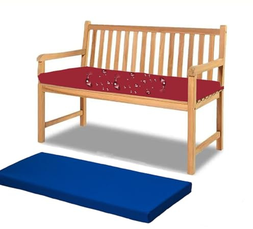Bankauflage Outdoor 200x80 Wasserfest,5cm Dicke Sitzkissen Bank mit Abnehmbarem Bezug,Rutschfest Sitzauflage Bank,Sitzpolster Bankauflagen,Bankkissen Stuhlkissen für Gartenbank,Schaukel,Esszimmer,Blau