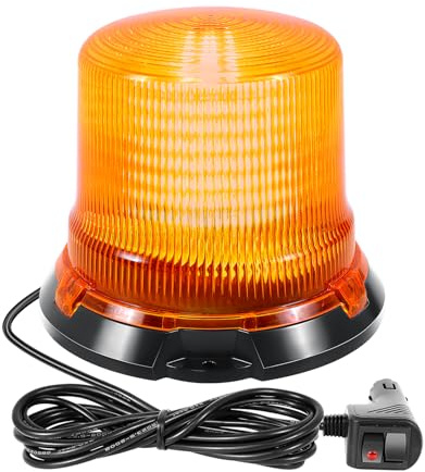 Willpower Arancione Lampeggianti LED Magnetico 12V 24V Luci Strobo 5.5 | Luci Emergenza Sicurezza di Avvertimento 14CM, Accendisigari, per Trattore Auto Camion Veicoli Carrelli Elevatori