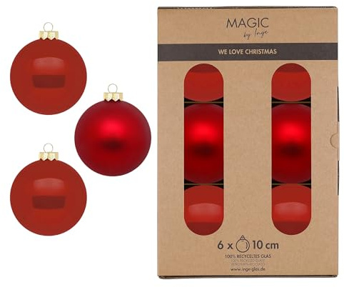 Weihnachtskugeln Glas 10cm 6 Stück - matt & glänzend - Große Christbaumkugeln Weihnachtsbaumkugeln für Weihnachten - Christbaumschmuck & Weihnachtsbaumschmuck - Classic Chianti