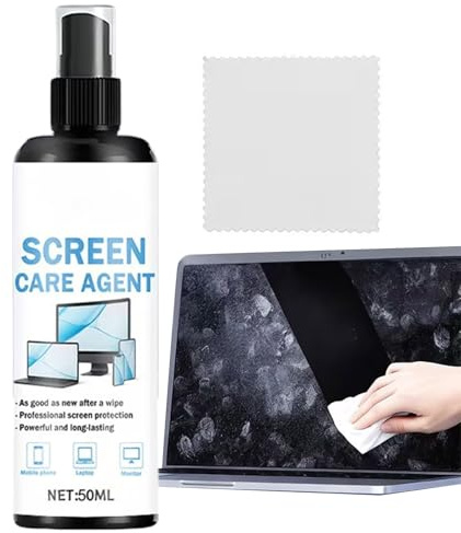 Contact Cleaner Spray - 50ml Dust Remover, Screen Cleaner with Wipe Cloth | for LED, OLED, QLED, LCD TV, Laptops, Monitors, Phones, Tablets, Premium Computer Tablet Laptop Glasses Lens Touchscreen,