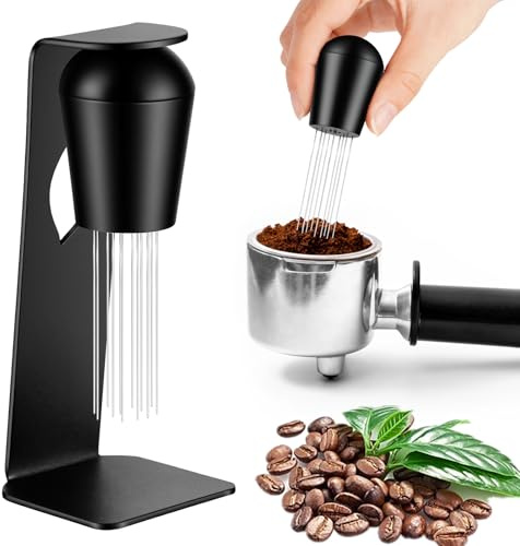 HOTUT WDT Tool, Adjustable Range Coffee Distribution Tool Coffee Stirrer with Magnetic Stand Storage, 0.4mm Stainless Steel 12 Needles Espresso Coffee Stirrers Distributor for Barista