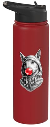 Cool Bull Terrier with red Bubble Gum Stainless Steel Insulated Water Bottle