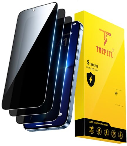 TOZPLTL 3 Stück für iPhone 13 Pro Max/14 Plus Panzerglas Sichtschutz [Full Screen], 28° Anti Spähen Dauerhaft 9H Schutzfolie, Anti-Fingerabdruck Displayschutzfolie, Blasenfrei