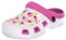 BRANDSSELLER Sabots Femmes Chaussure de Jardin Pantoufle Plage Sandales Clogs Motif de Fleurs - Rose/Blanc - 36 EU