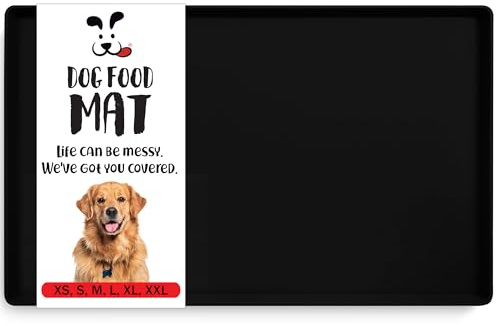 DogBuddy Dog Food Mat, Silicone Pet Feeding Mat for Dogs, Waterproof, Non-Slip, Easy to Clean, Black