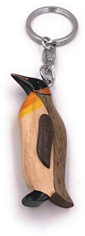 Onwomania - -Pinguin Königspinguin Vogel Schlüsselanhänger - Holz Glücksbringer ideal als Geschenk z.B. für den besten Freund, die beste Freundin, Mama - Für Männer, Frauen & Kinder