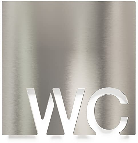 Edelstahl WC-Schild - selbstklebend & pflegeleicht - Design Toiletten-Schild W-10-E