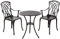 Outsunny 3 Pieces Garden Dining Set for 2, Cast Aluminium Outdoor Dining Set with 2 Armchairs and Round Dining Table with Parasol Hole, Garden Furniture Set, Brown